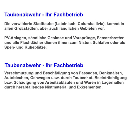 Taubenabwehr, Kammerjäger in 72144 Dußlingen